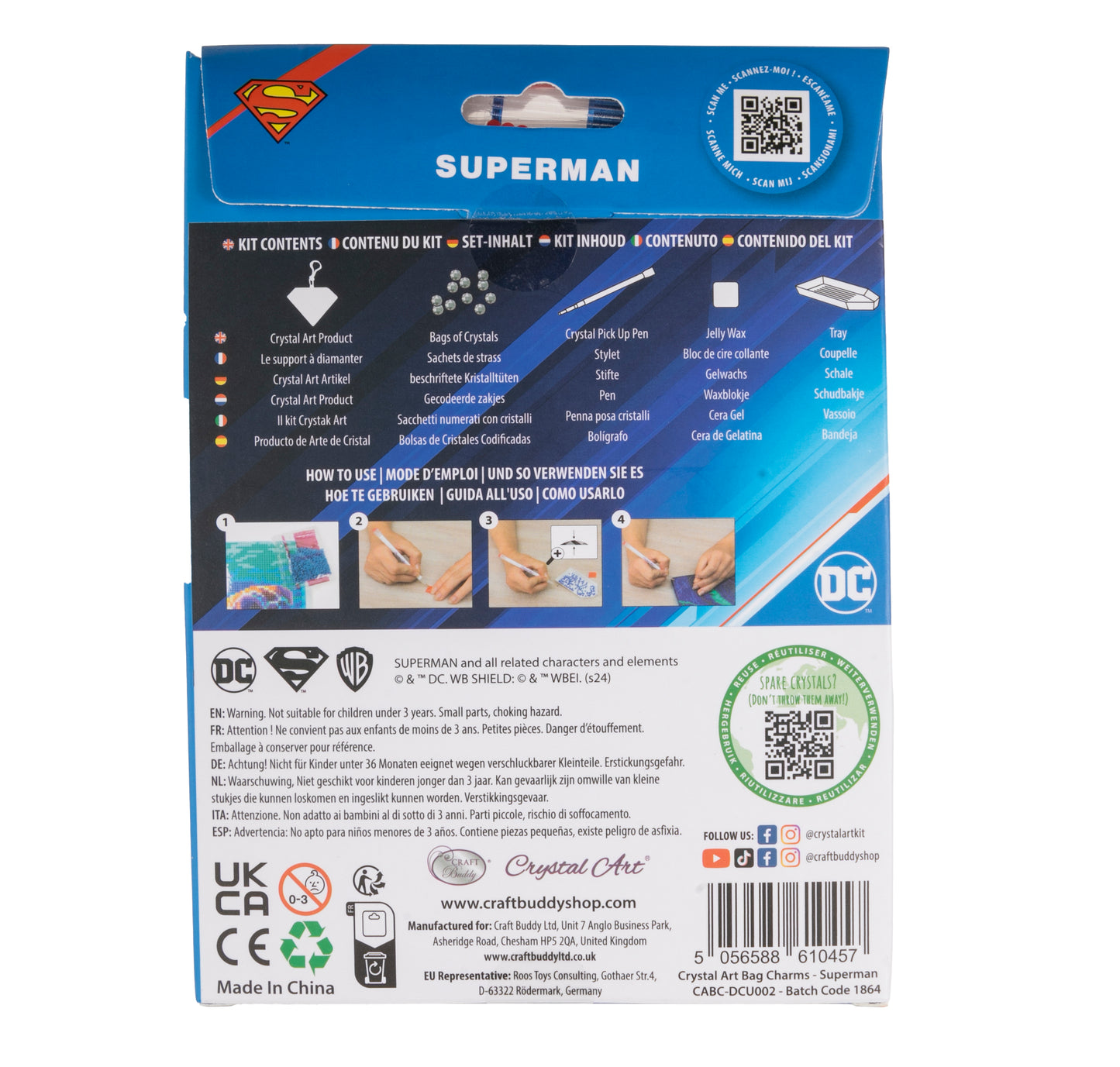 Superman Crystal Art Bag Charm