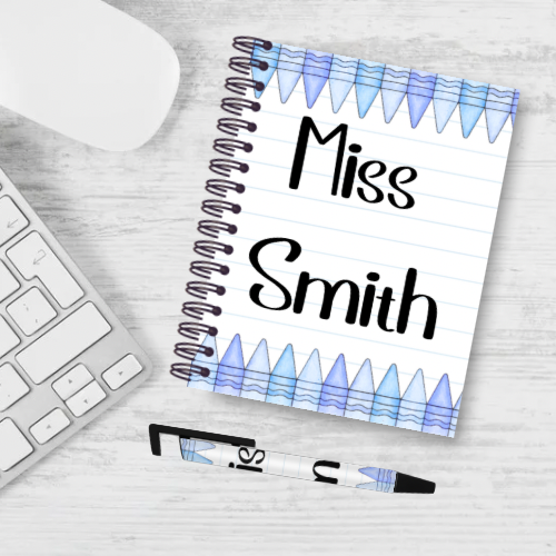Personalised Crayon Themed Teacher Notebook & Pen Bundle