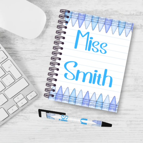 Personalised Crayon Themed Teacher Notebook & Pen Bundle