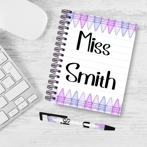 Personalised Crayon Themed Teacher Notebook & Pen Bundle