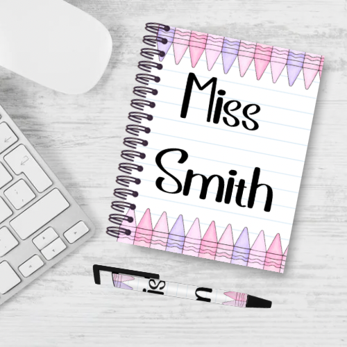 Personalised Crayon Themed Teacher Notebook & Pen Bundle