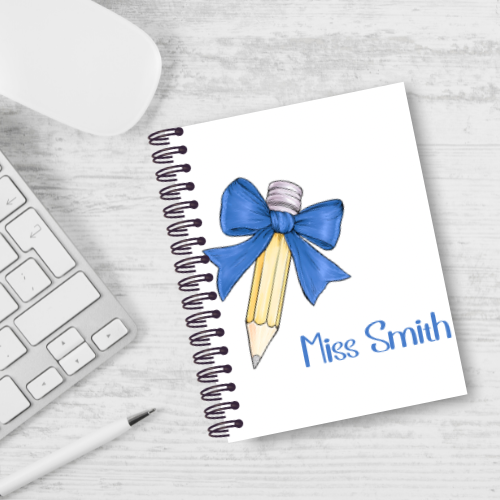 Personalised Pencil Bow Teacher Notebook & Pen Bundle