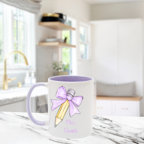 Personalised Teacher Pencil Bow Mug