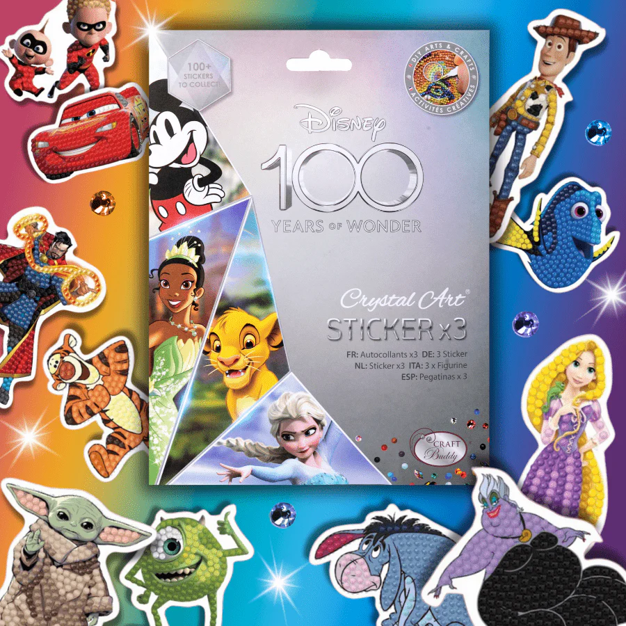 Disney D100 Crystal Art Sticker Pack - 3 Stickers per Pack - Blind Bag Selection