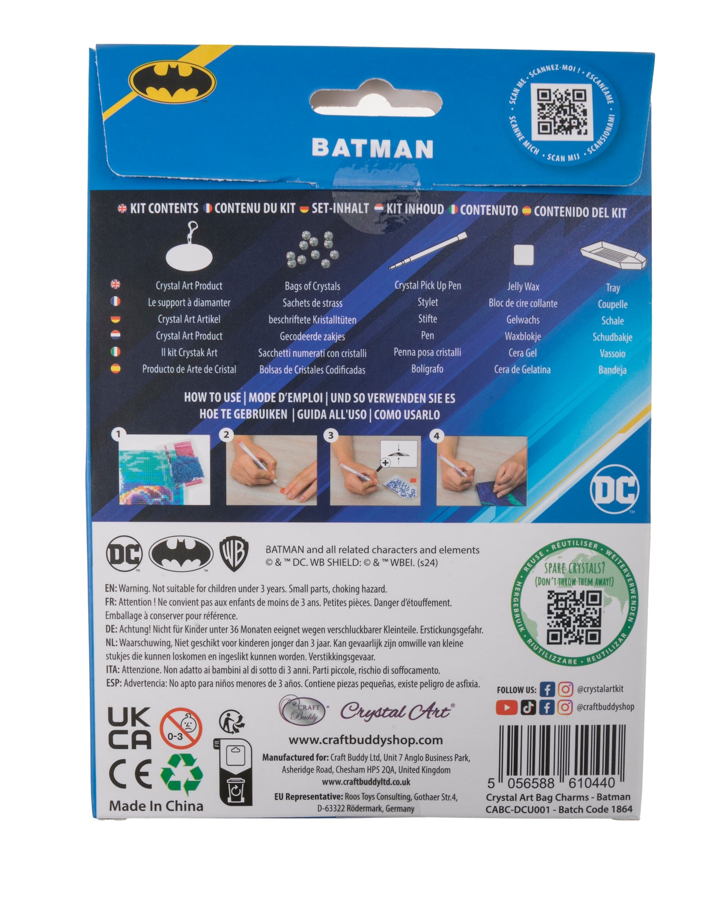 Batman Crystal Art Bag Charm