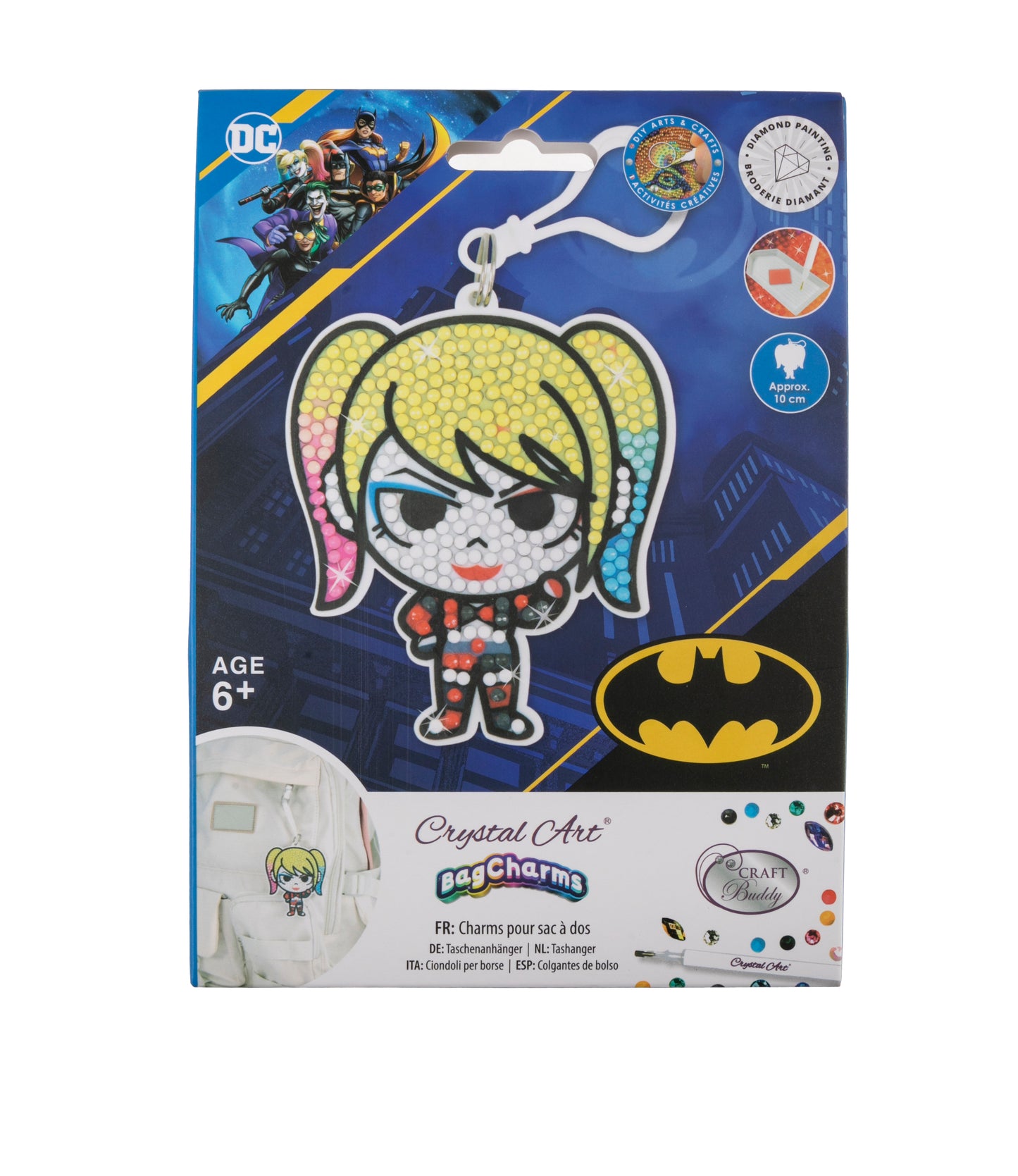 Harley Quinn Crystal Art Bag Charm