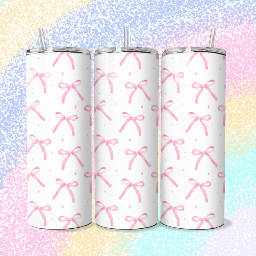 Cute Dainty Baby Pink Bow Tumbler