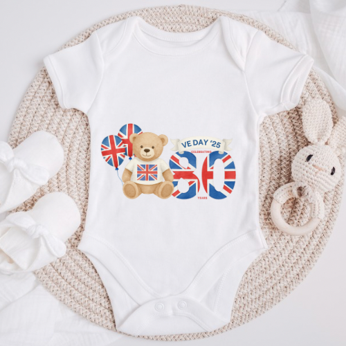 VE Day Union Jack Cute Bear Bodysuit