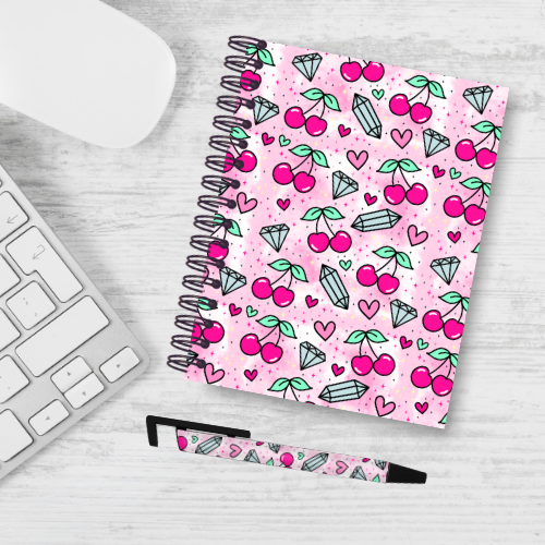 Cherry Diamond Design Notebook & Pen Bundle