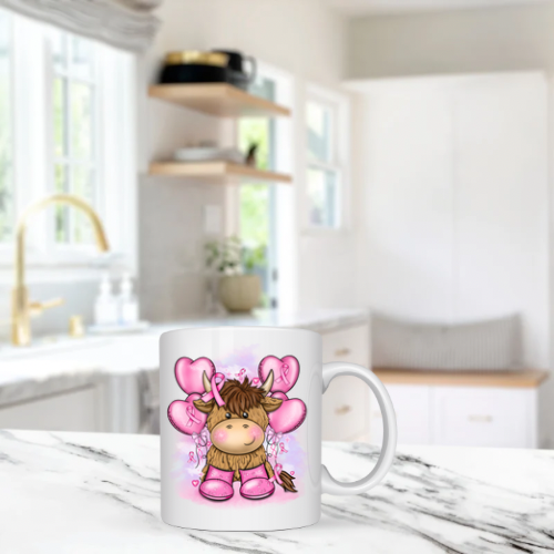 Breast Cancer Awareness Highland Cow Mug